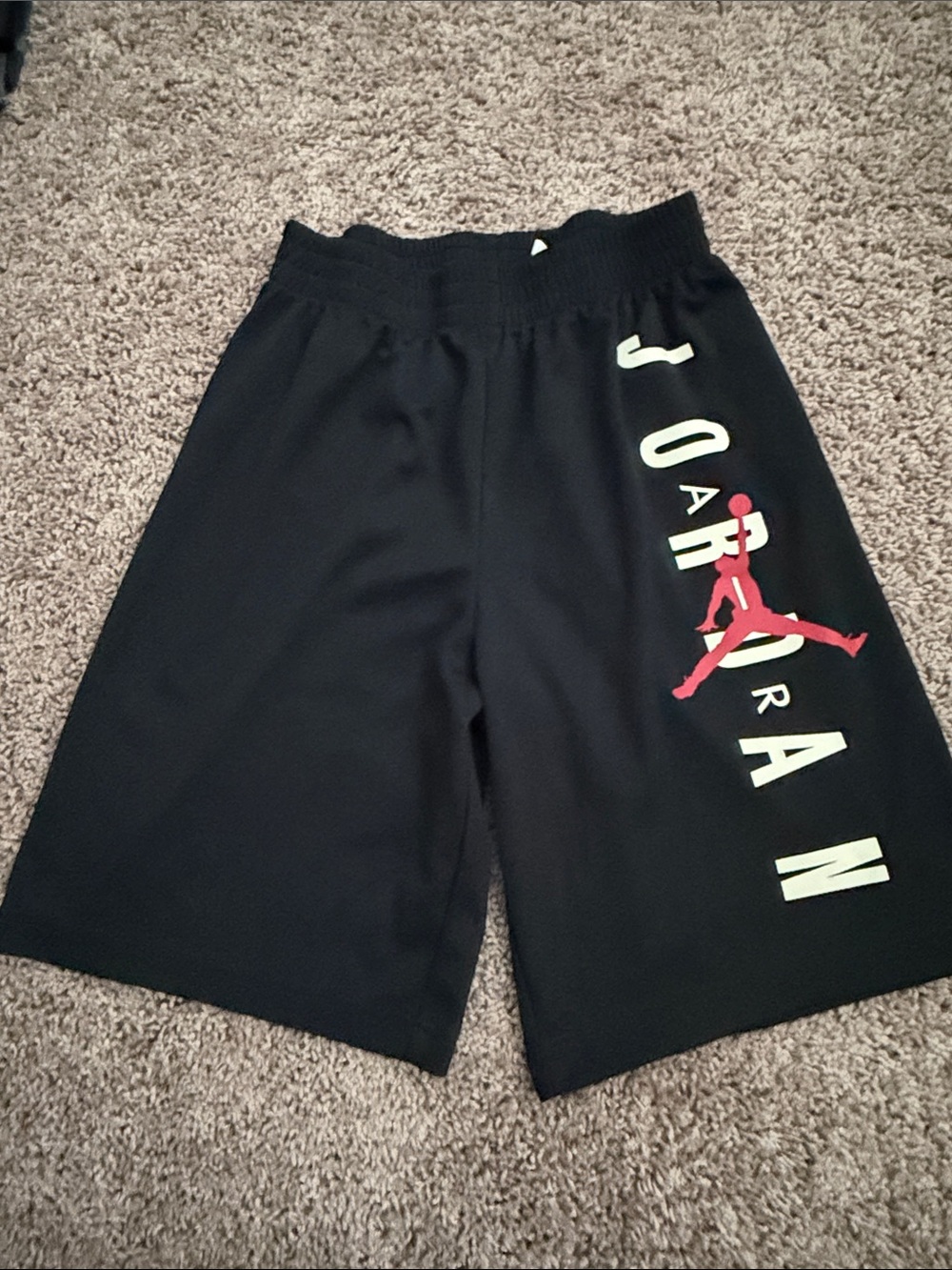 Jordan Black Shorts with Red Jumpman and Cream Lettering